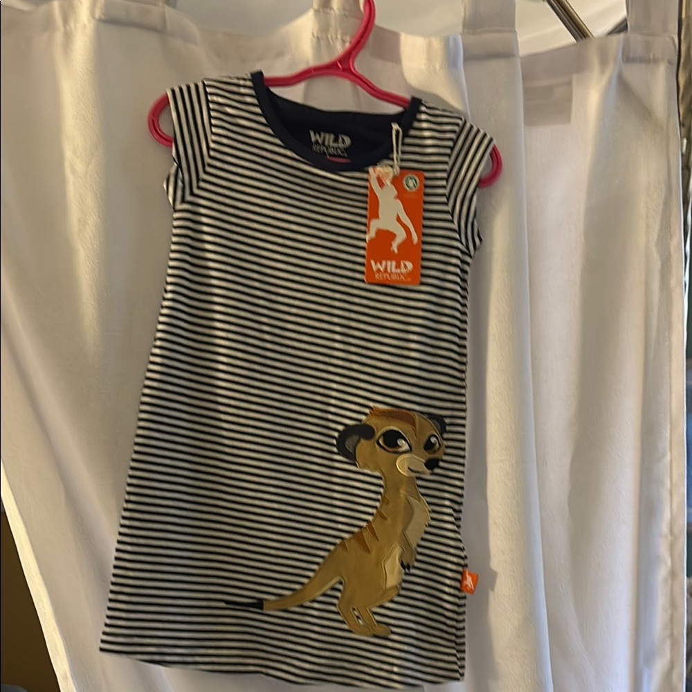 Blue and White Casual Dress with Playful Design